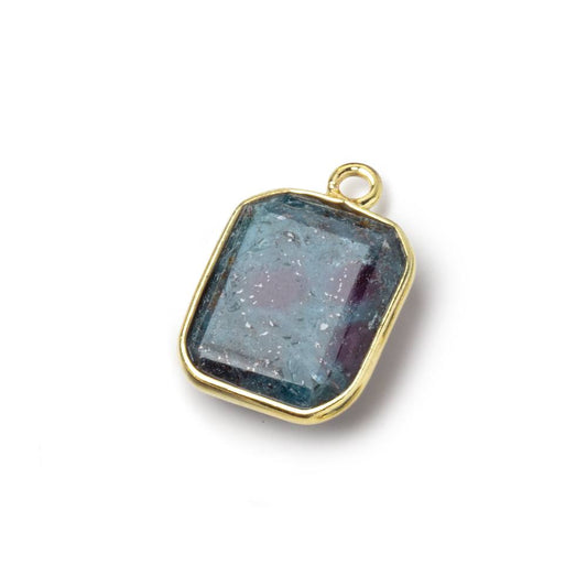 13x11mm Vermeil Bezel Ruby in Kyanite Rectangle Pendant 1 piece