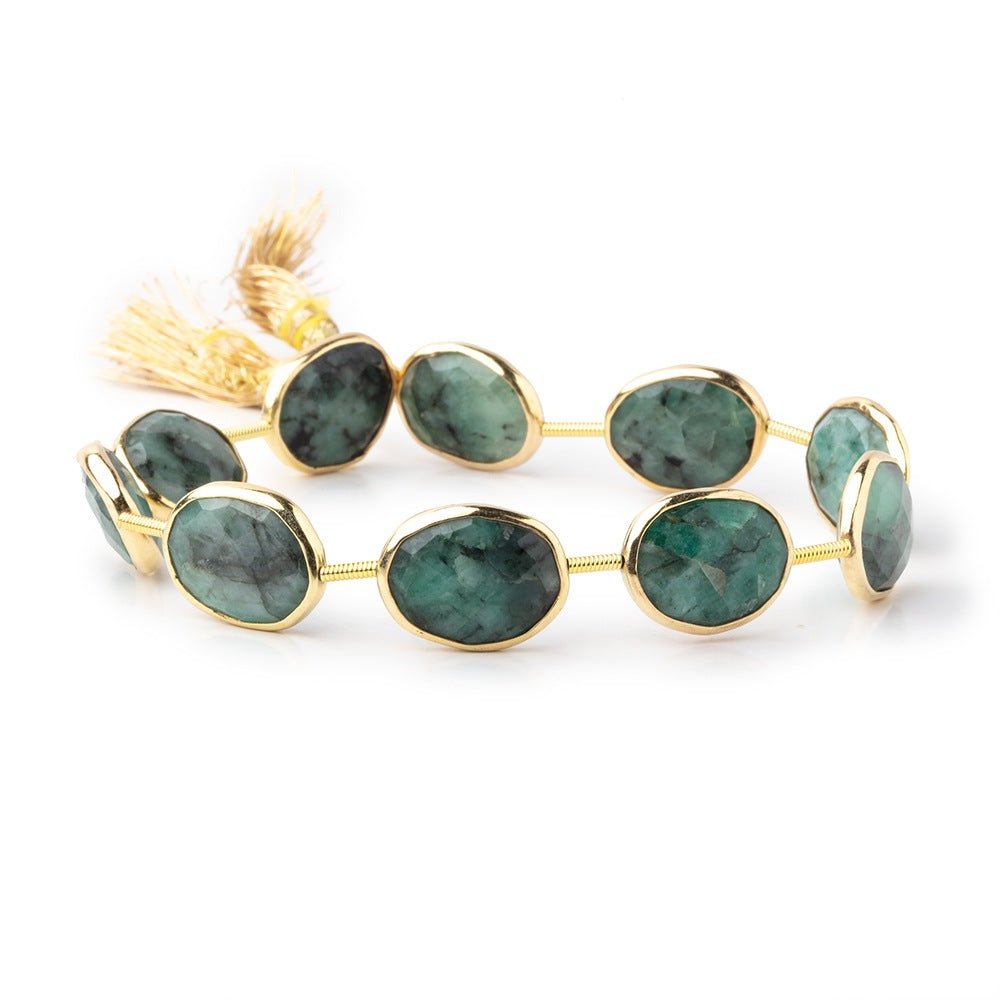 13x10mm Vermeil Bezel Emerald Faceted Nugget Beads 7 inch 10 pieces