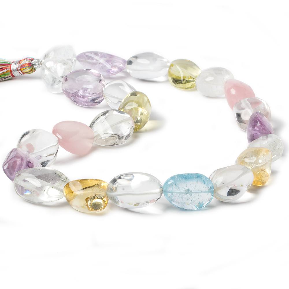 13x13-21x13mm Multi-Gemstone plain nugget beads 16 inch 23 pieces A