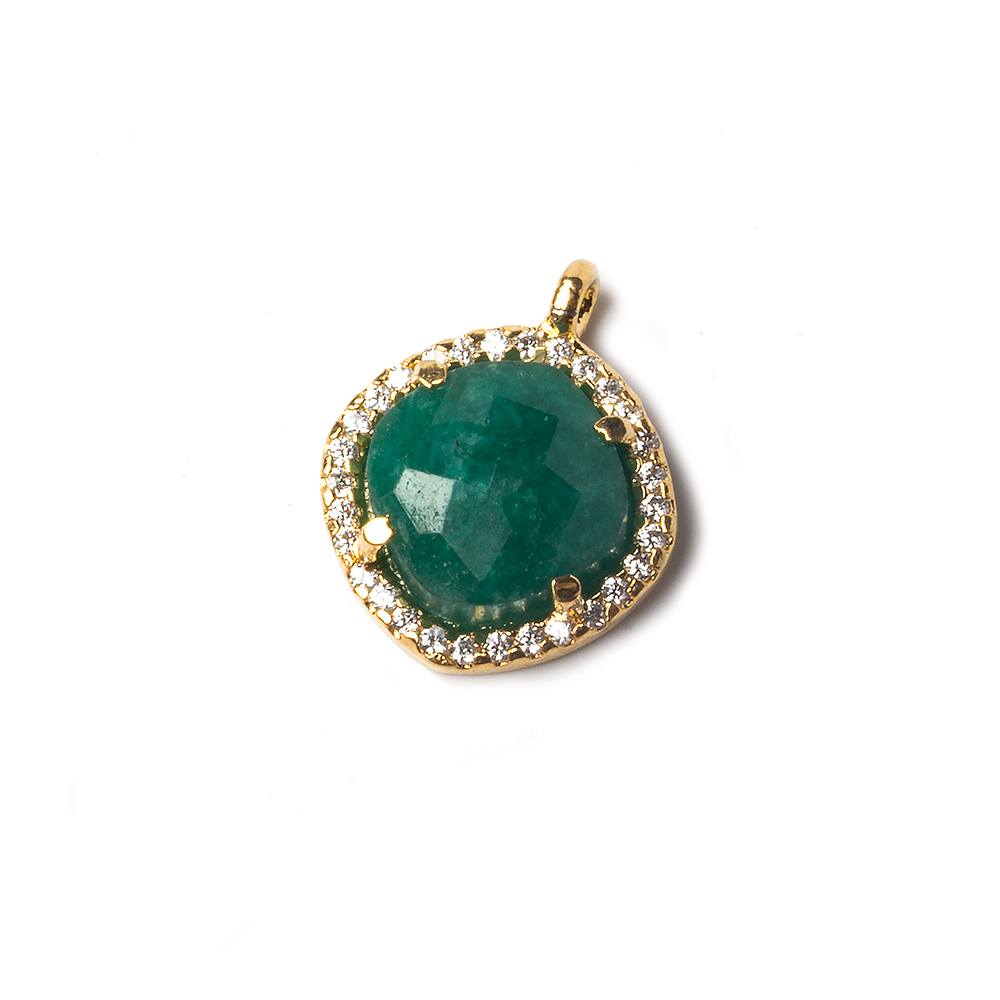 13x13mm Vermeil Bezeled White CZ and Green Onyx Pillow Pendant 1 piece