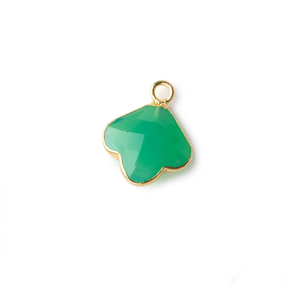 13x13mm Gold Leafed Dark Green Onyx Faceted Trillium Flower Focal Bead Pendant sold as 1 piece