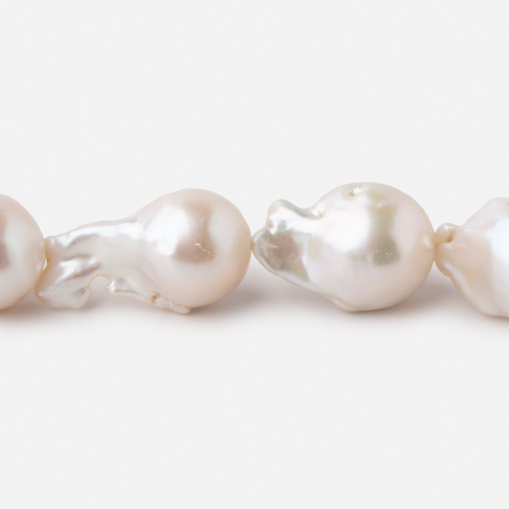 13x18-13x23mm White Ultra Baroque Freshwater Pearls 16.5 inch 21 pieces AA