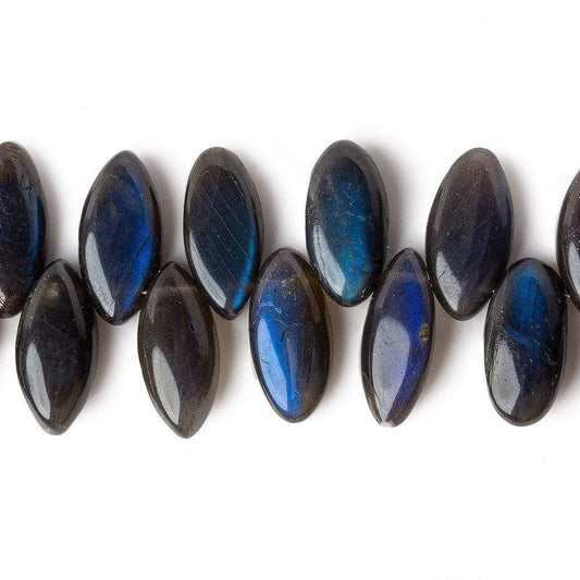 9x18mm Black Labradorite Top Drilled Plain Marquises 8 inch 38 beads A