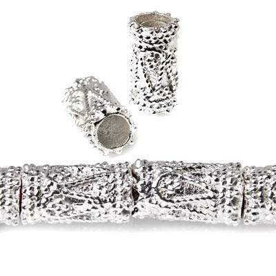 13x7mm Sterling Silver Plated Copper Miligrain Paisley Tube, 5mm ID 8 inch 15 pcs