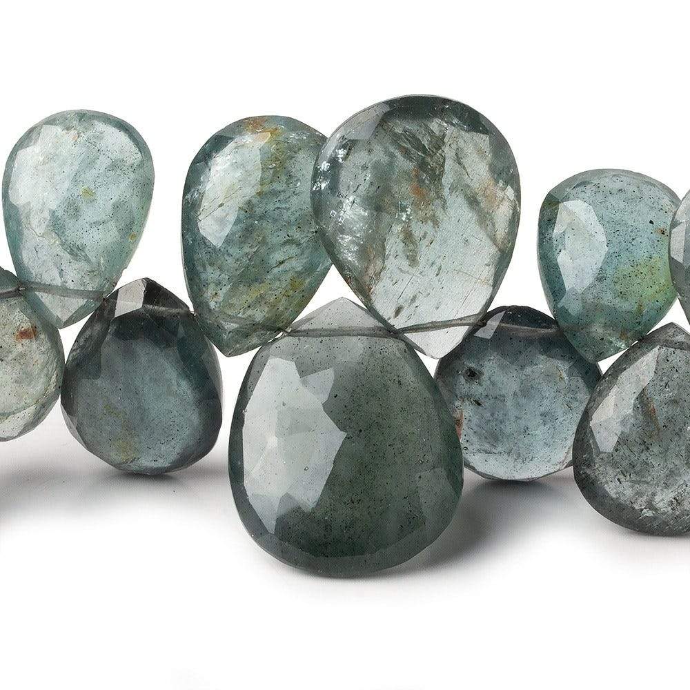 13x9-26x20mm Moss Aquamarine Faceted Pears 8.5 inch 37 Beads AAA