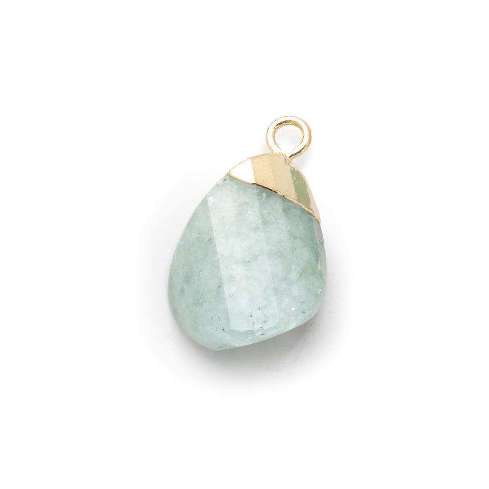 13x9mm Gold Leafed Aquamarine Pear Twist Focal Pendant 1 piece