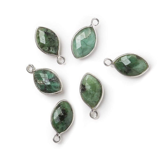 13x9mm Silver Bezel Emerald Marquise Pendant 1 piece