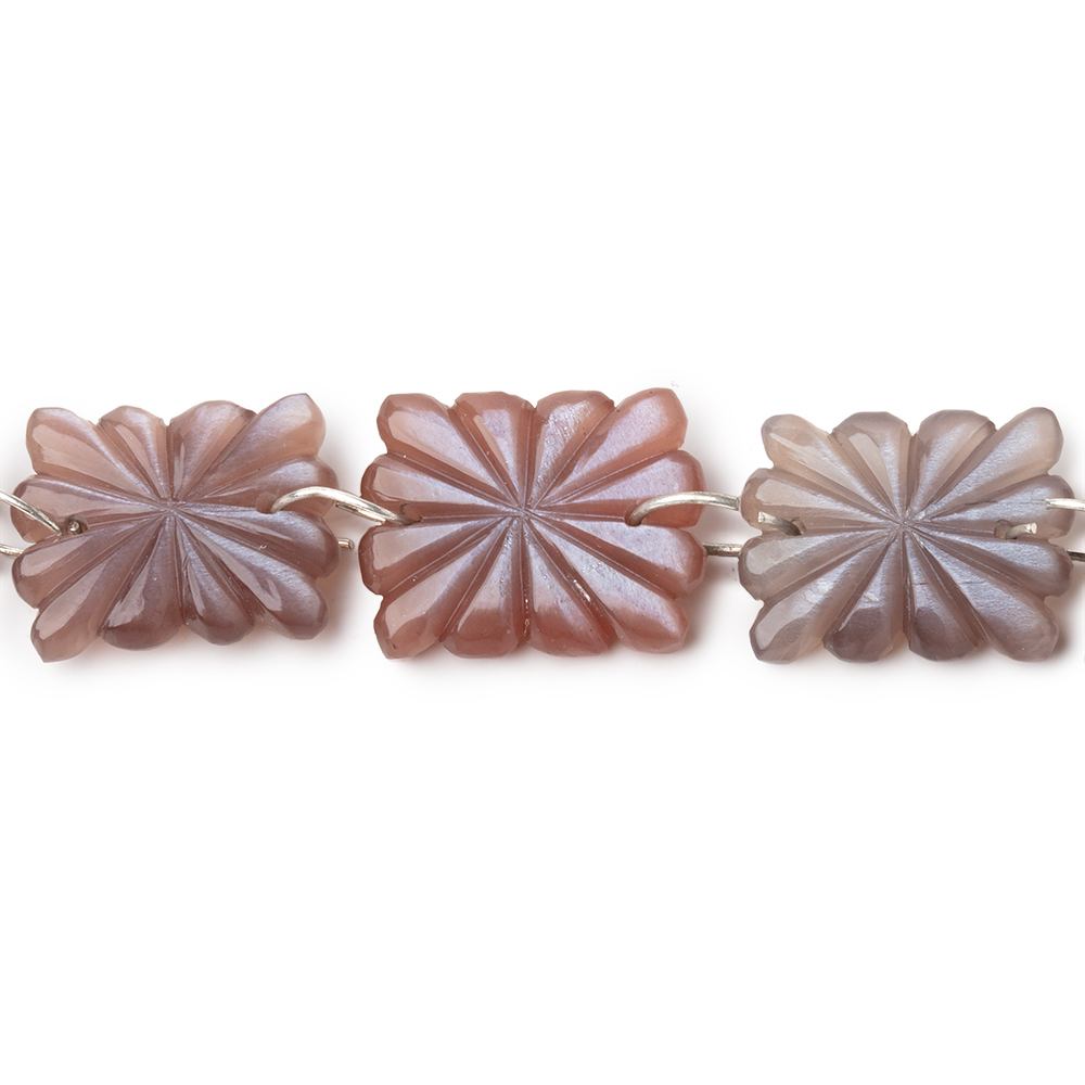 14-15mm Chocolate Moonstone Double Drill Carved Rectangle 10 Beads