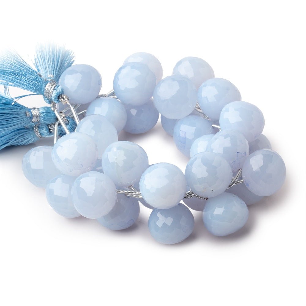 14-15mm Pale Turkish Chalcedony Faceted Candy Kiss Beads 7 inch 11 pieces