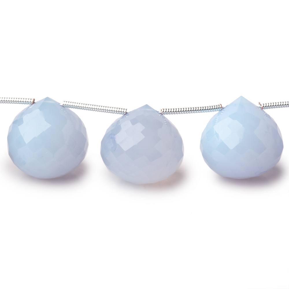 14-15mm Pale Turkish Chalcedony Faceted Candy Kiss Beads 7 inch 11 pieces
