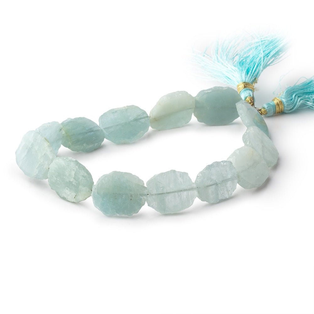 14-16mm Aquamarine Straight Drill Slice Beads 8 inch 13 pieces
