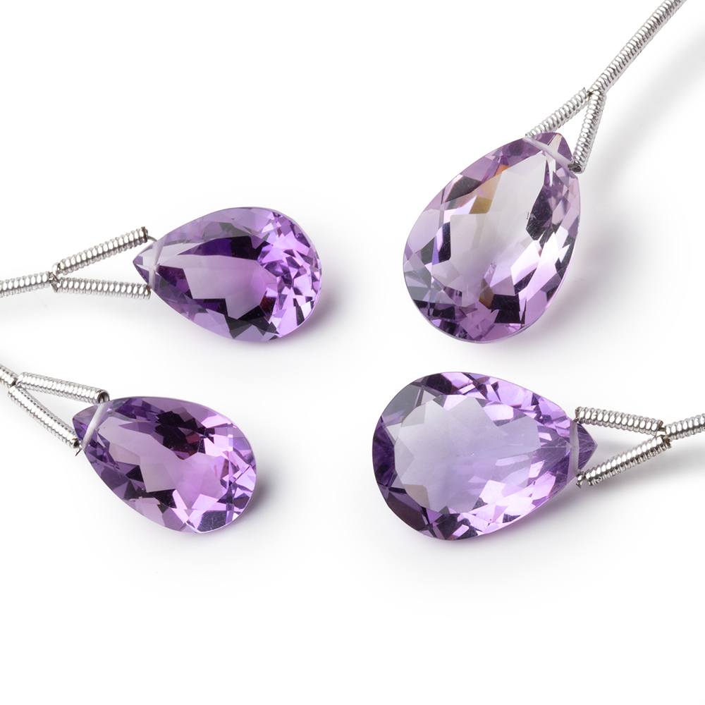 14-17mm Pink Amethyst Pavilion Faceted Pear Focal Set of 2 Beads AAA
