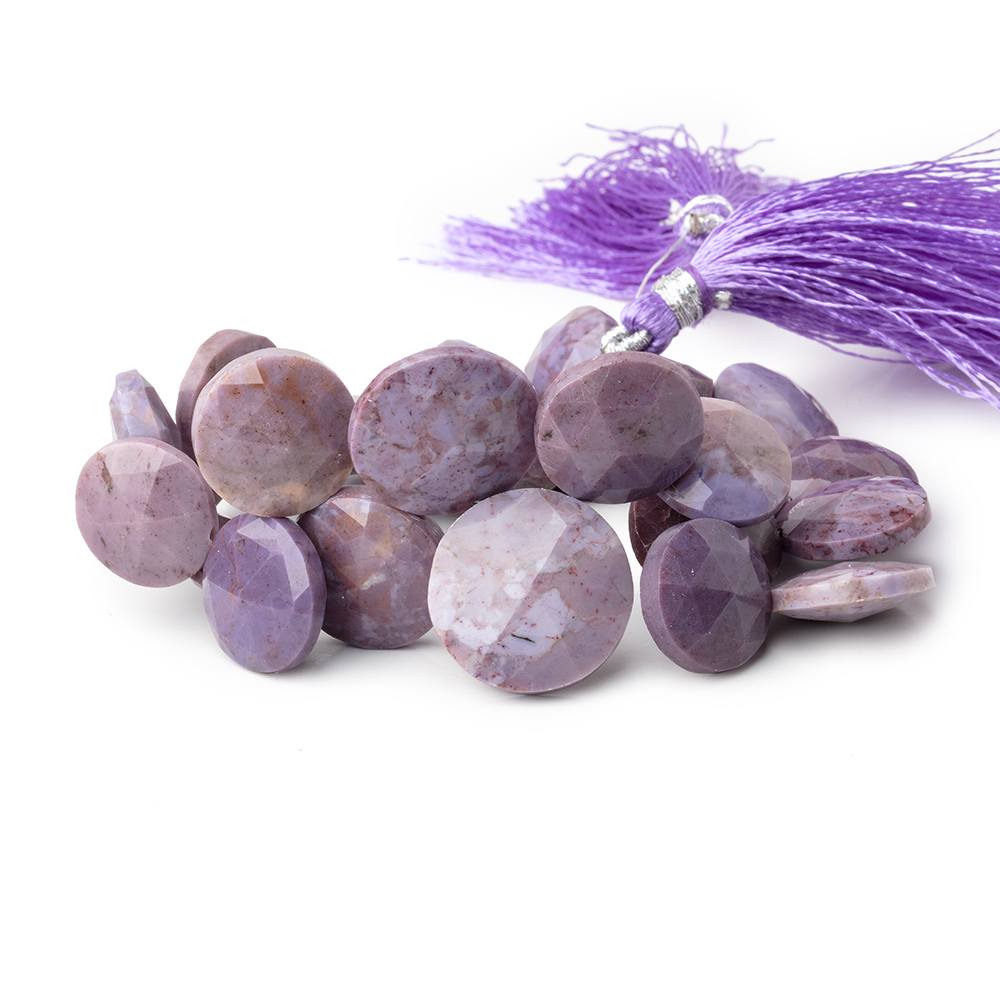 14-19mm Turkish Purple Jade Faceted Coin Beads 7.5 inch 29 pieces