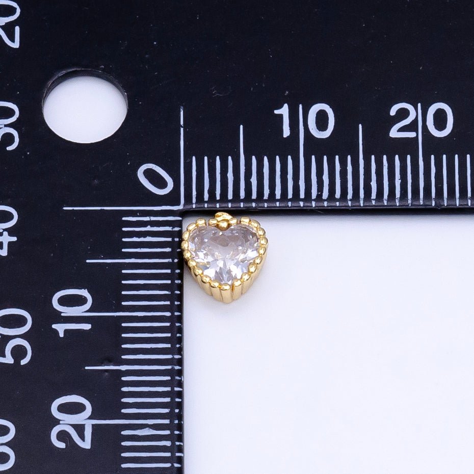 14K Gold Filled Clear CZ Heart Mini Charm | C569