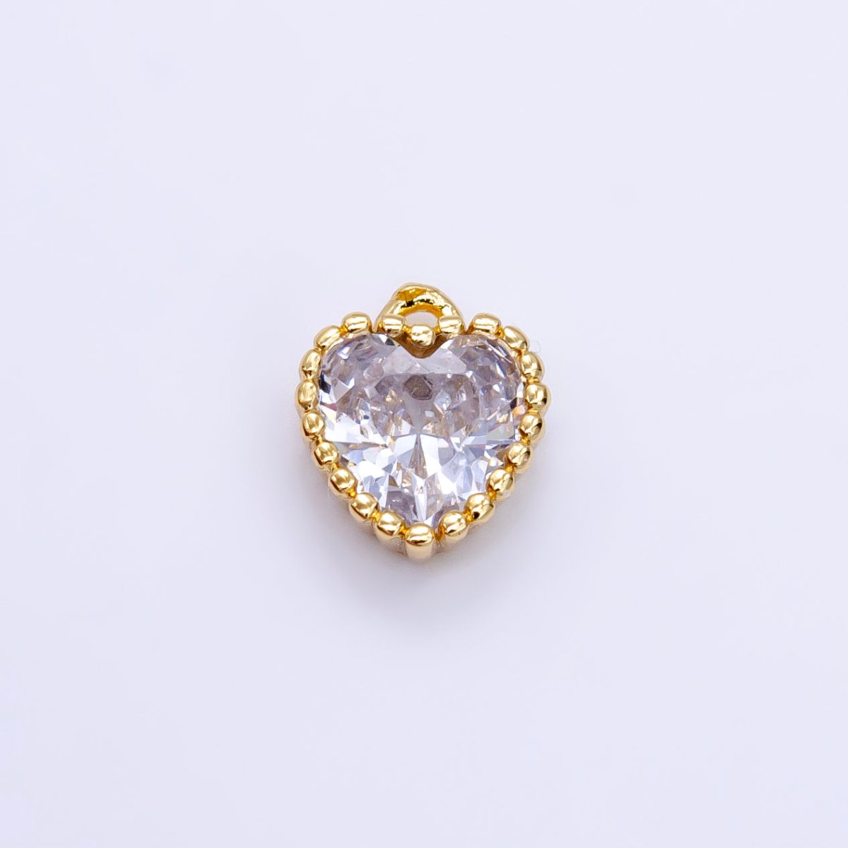 14K Gold Filled Clear CZ Heart Mini Charm | C569