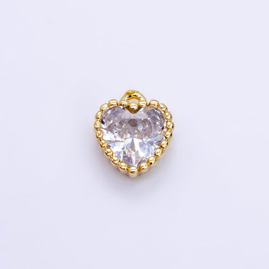 14K Gold Filled Clear CZ Heart Mini Charm | C569