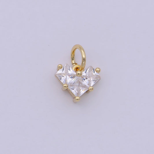14K Gold Filled Clear CZ Pixelated Heart Mini Add-On Charm | C193