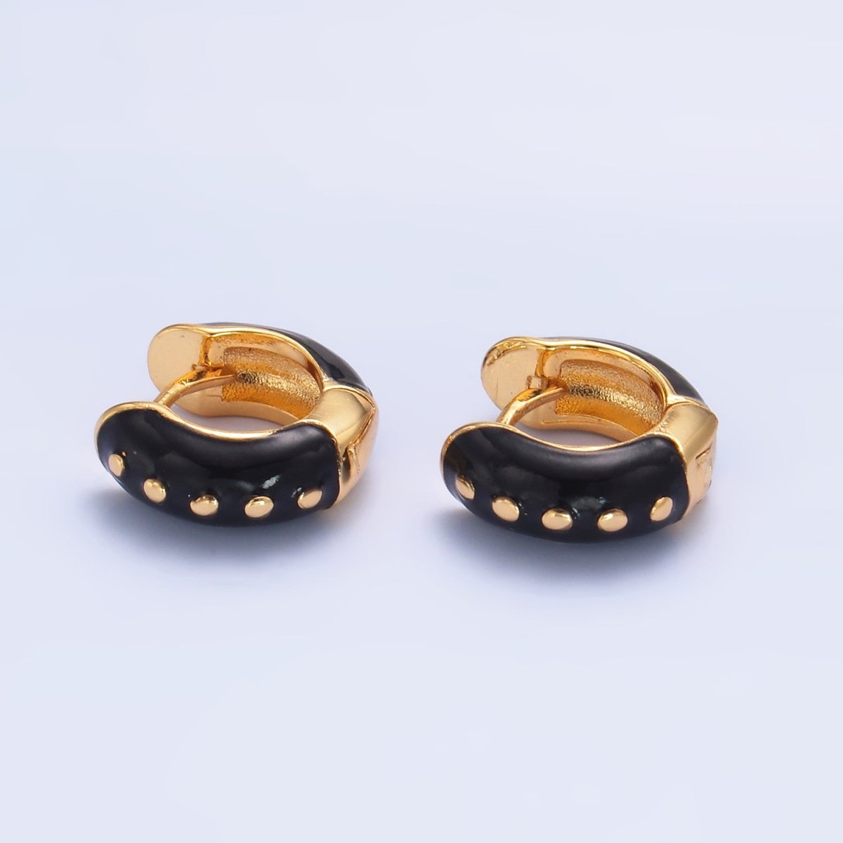 14K Gold Filled Hot Pink, Baby Pink, Black, White, Green Enamel Dotted Cartilage Huggie Earrings | T108 - T111 T188