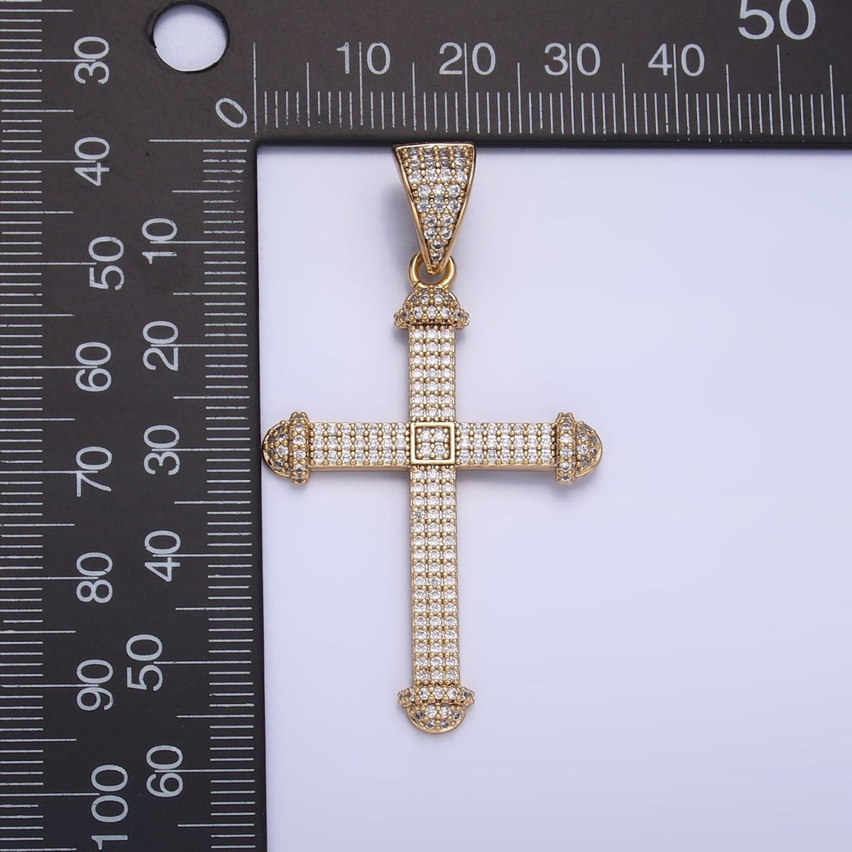 14K Gold Filled Micro Paved CZ Geometric Religious Cross Pendant | AA1063