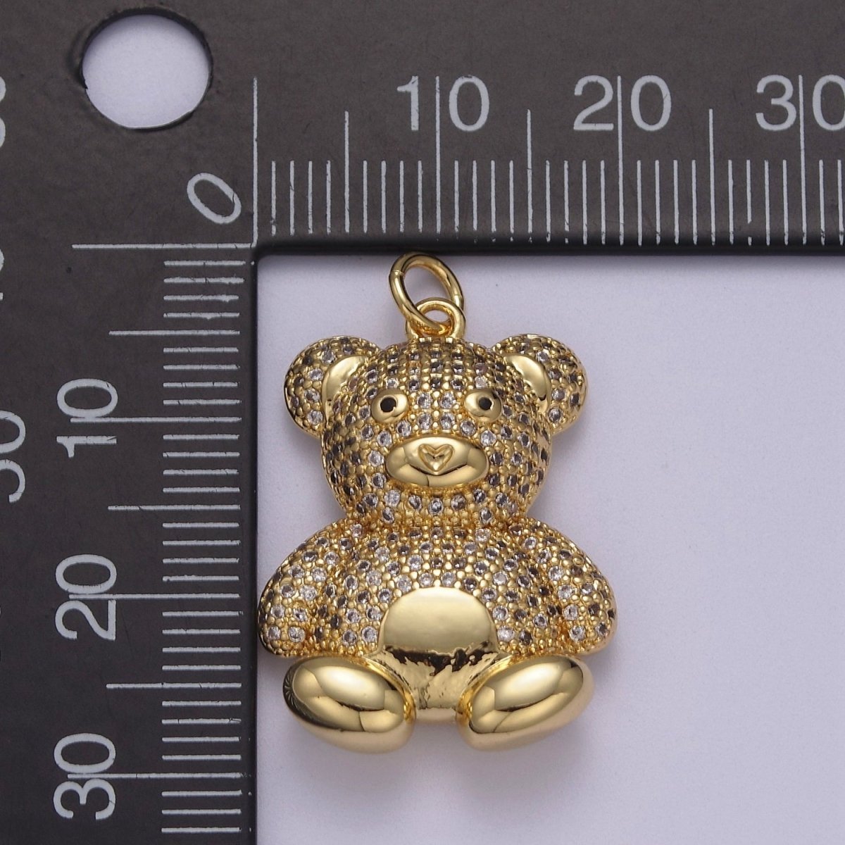 14K Gold Filled Micro Paved CZ Teddy Bear Toy Animal Charm | C114