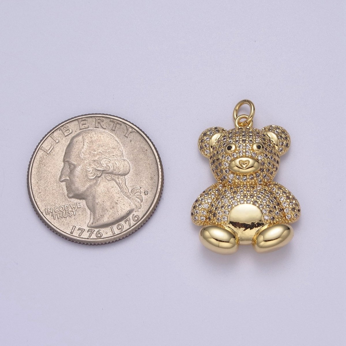 14K Gold Filled Micro Paved CZ Teddy Bear Toy Animal Charm | C114