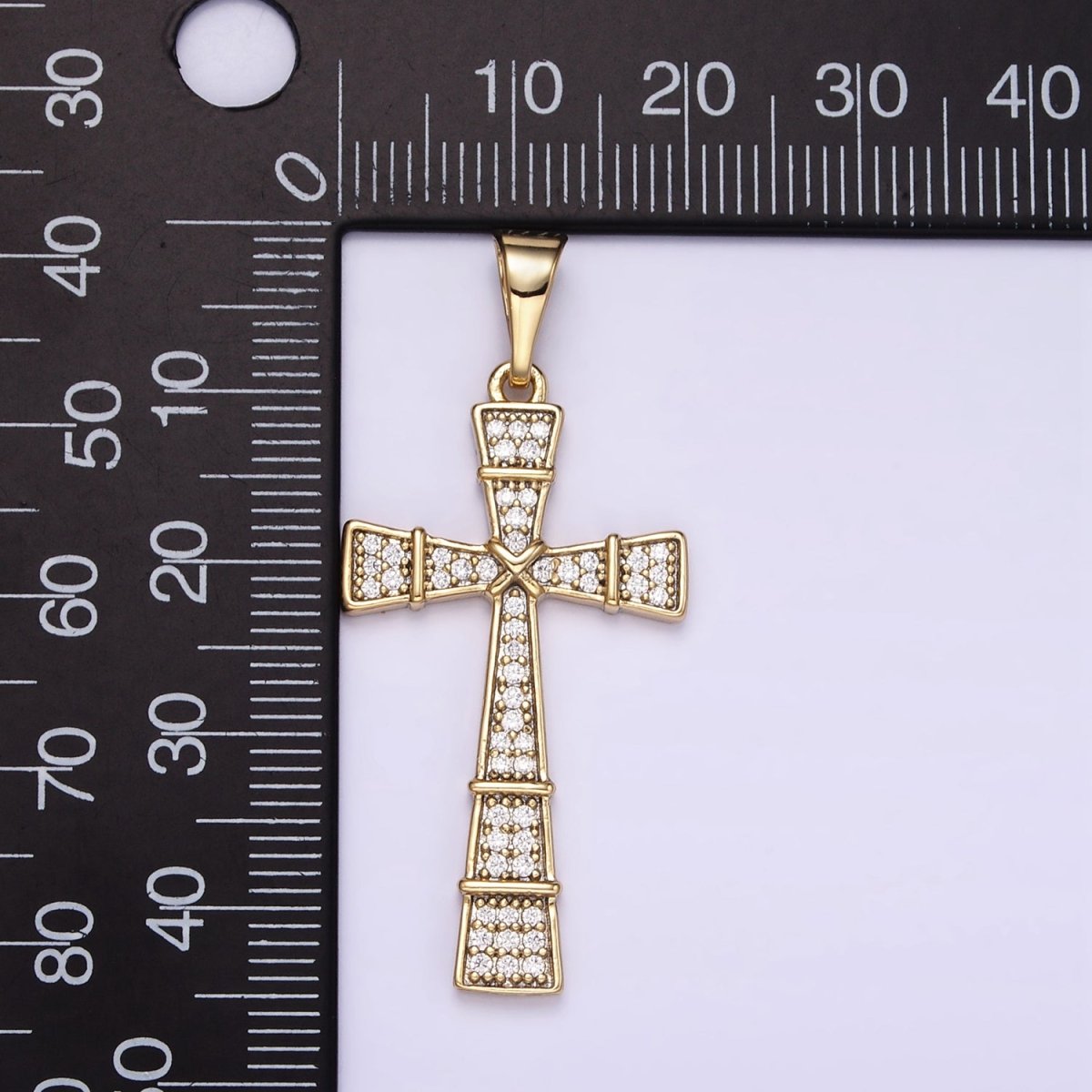 14K Gold Filled Micro Paved CZ Tied Latin Cross Religious Pendant | I895