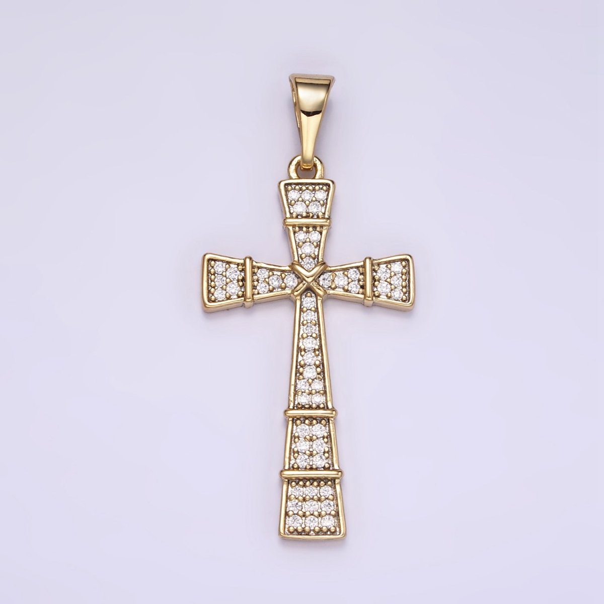 14K Gold Filled Micro Paved CZ Tied Latin Cross Religious Pendant | I895