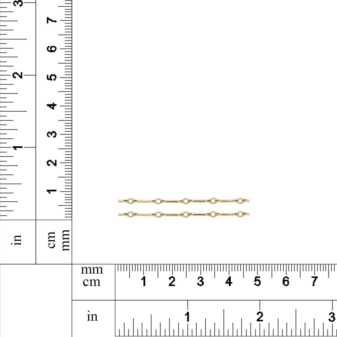 14Kt Gold Filled 0.9mm Straight Bar Link Chain - 5 Feet