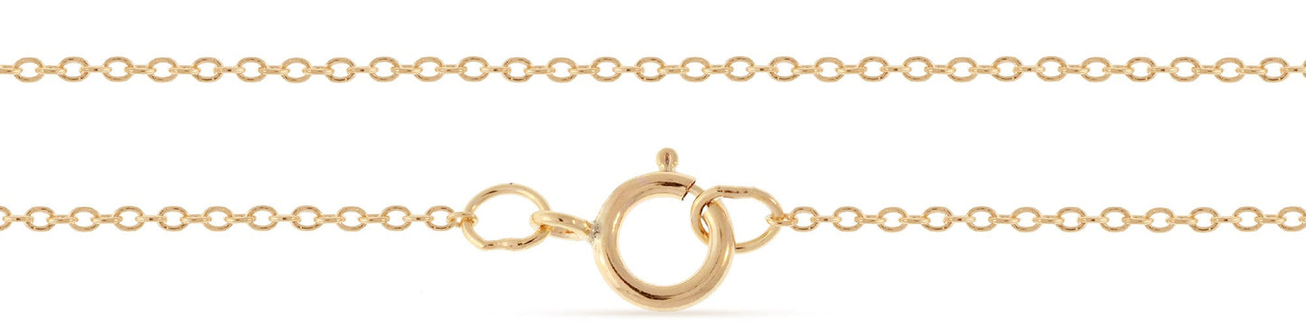 14Kt Gold Filled 1.3x1mm Delicate Cable Chain 16" with Spring Ring Clasp - 1pc