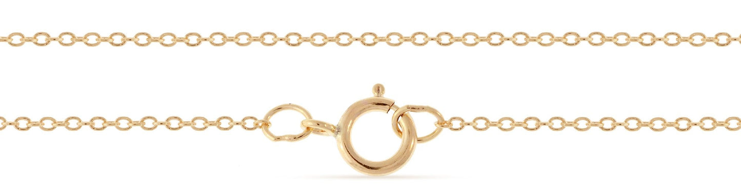 14Kt Gold Filled 1.3x1mm Delicate Cable Chain 18" with Spring Ring Clasp - 1pc