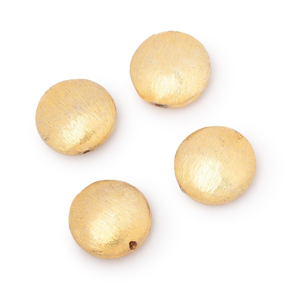 14mm 22kt Gold Plated Copper Brushed Coin Beads Set of 4 pieces