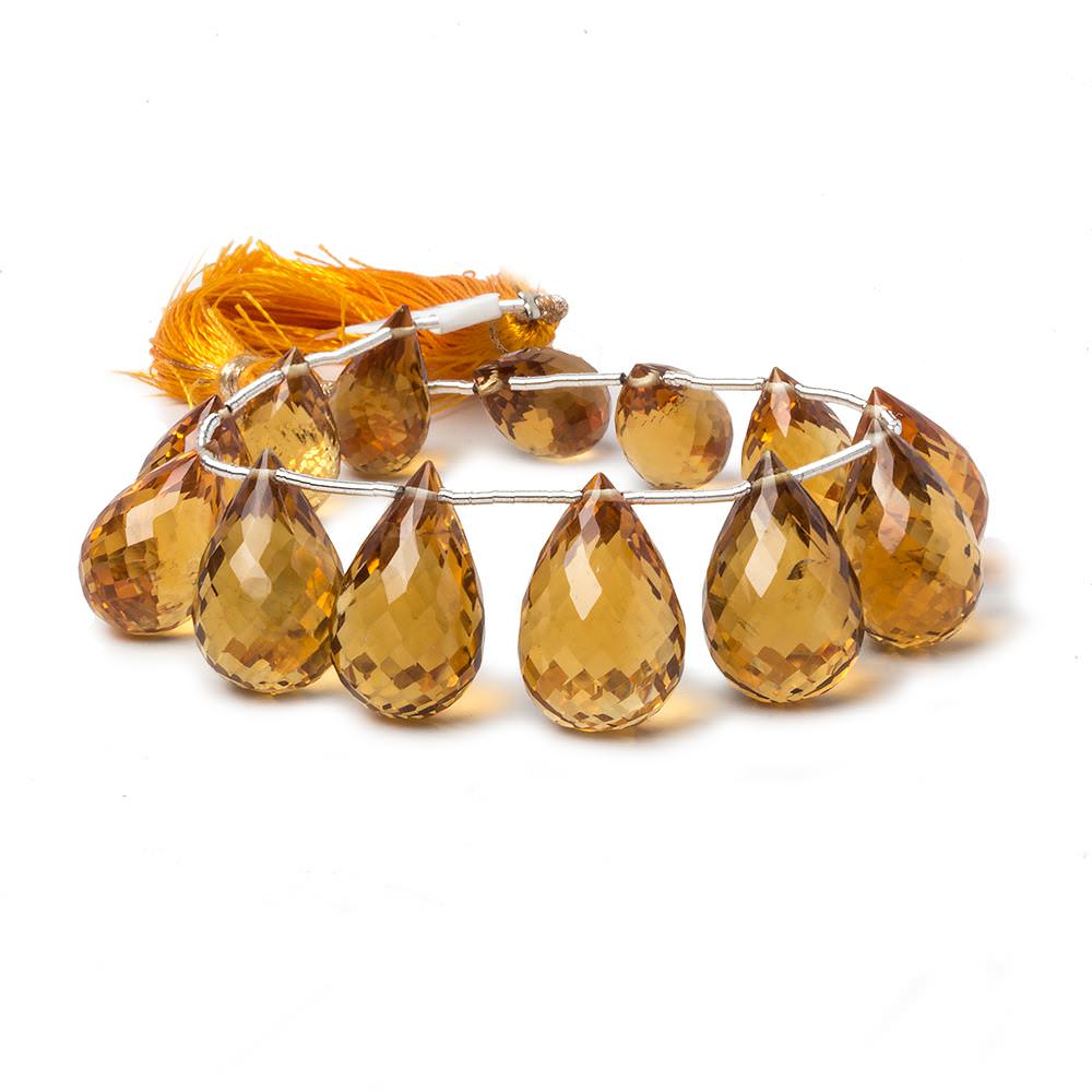 14x10 -19x12mm Madeira Citrine Faceted Tear Drop Beads 7 inch 13 pieces