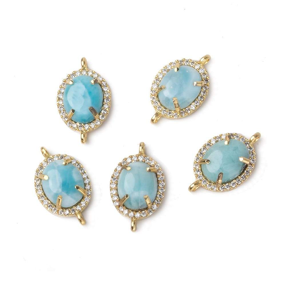 14x11mm Vermeil Bezel White CZ and Larimar Oval Connector 1 focal piece