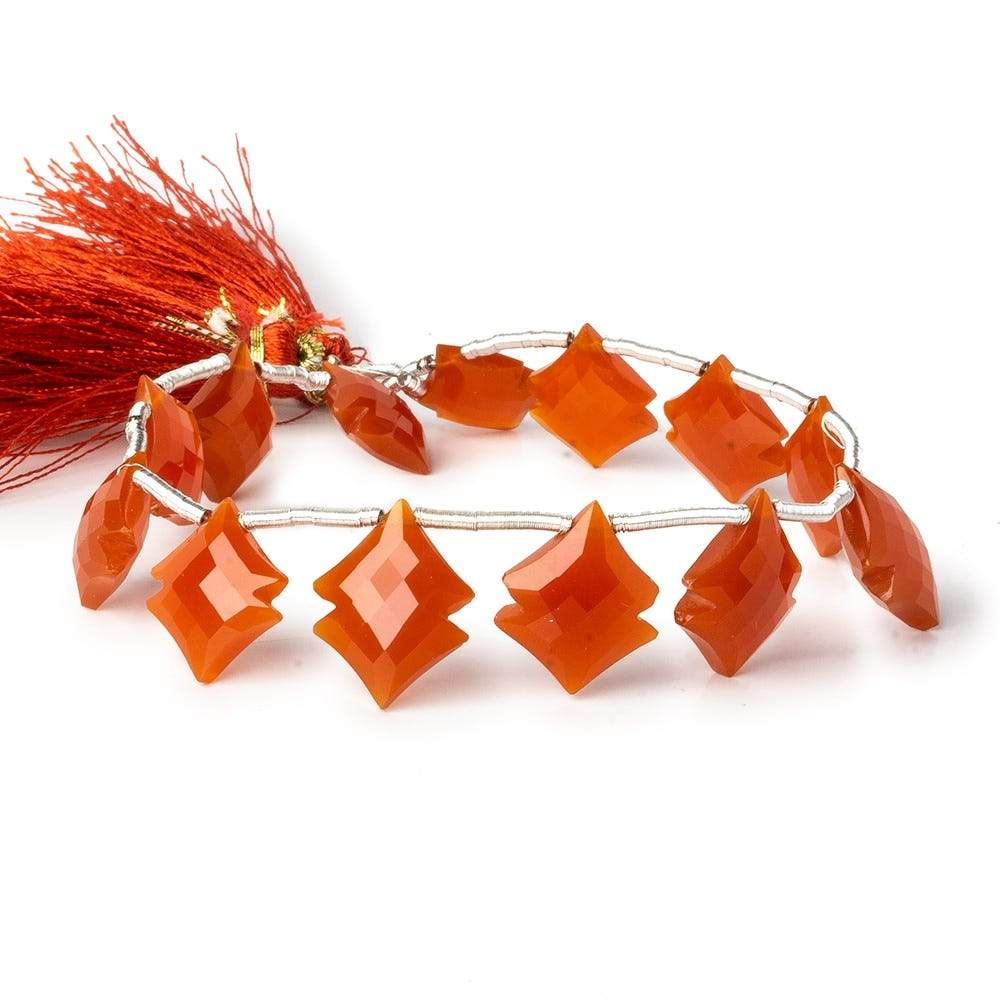 14x12mm - 17x13mm Carnelian faceted fancy shapes 8 inch 13 pieces