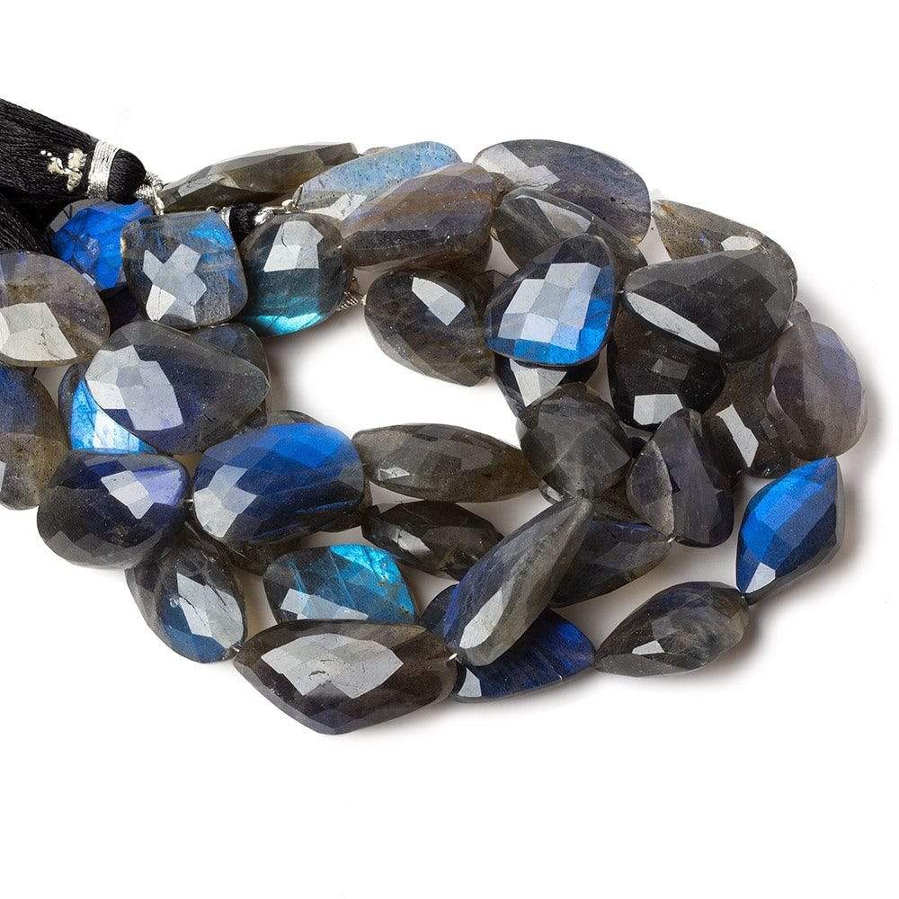 14x13-20x13mm Black Labradorite straight drill faceted nuggets 8 inch 8 beads