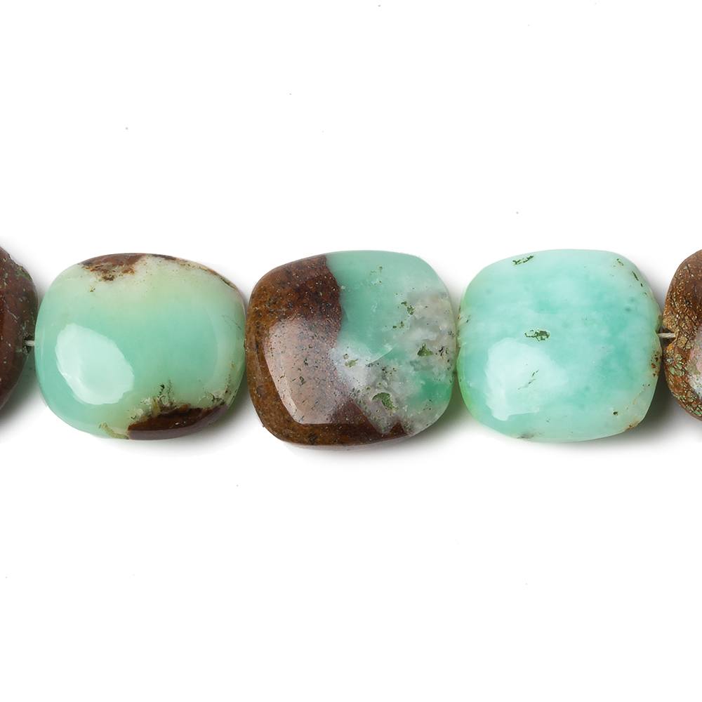 14x14mm Chrysoprase & Matrix plain pillow beads 7.5 inch 13 pieces