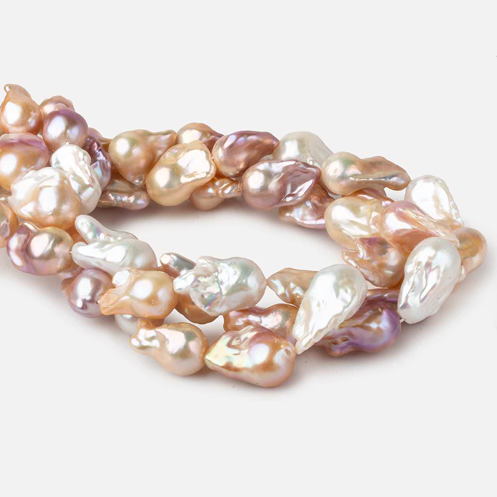 14x19-15x26mm Tri-Color Ultra Baroque Freshwater Pearls 16 inch 17 pieces AA grade