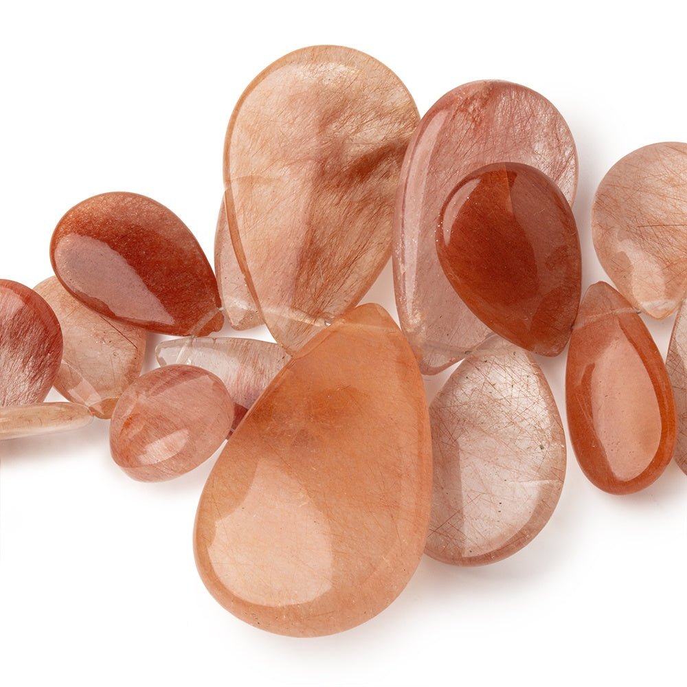 14x9-32x20mm Rutilated Quartz Plain Pear Beads 8 inch 46 pieces