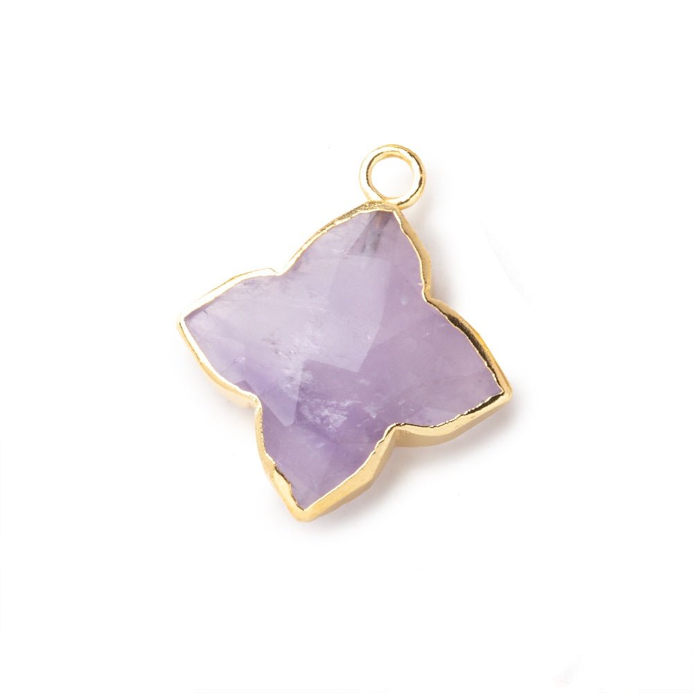 15-16mm Gold Leafed Pink Amethyst 4 Pointed Star Focal Pendant 1 piece
