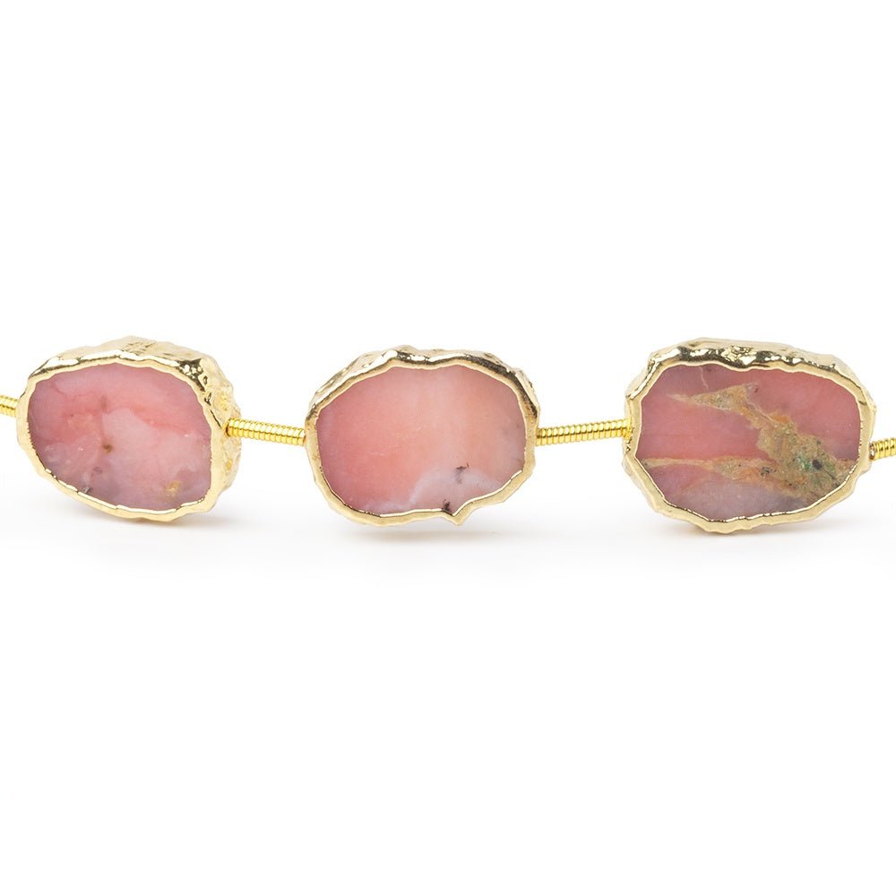 15-17mm Gold Leaf Pink Peruvian Opal Plain Slice Strand 10 Beads