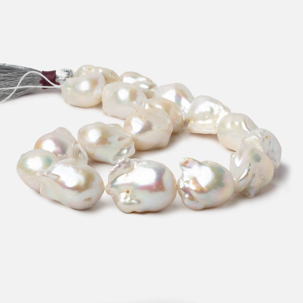 15-17mm Off White Ultra Baroque Freshwater Pearls 16.5 inch 17 pieces AAA 0.8mm drill hole