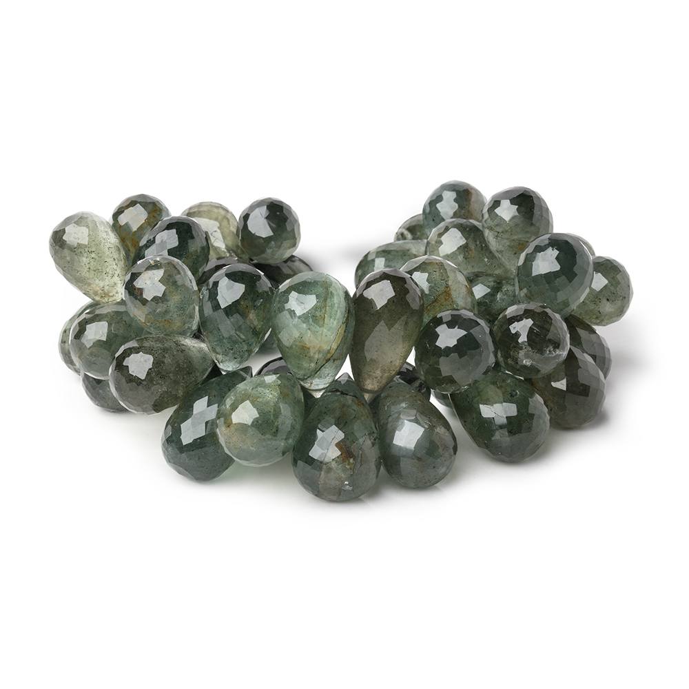 15-21mm Moss Aquamarine Faceted Tear Drop Beads 7 inch 48 pieces AA