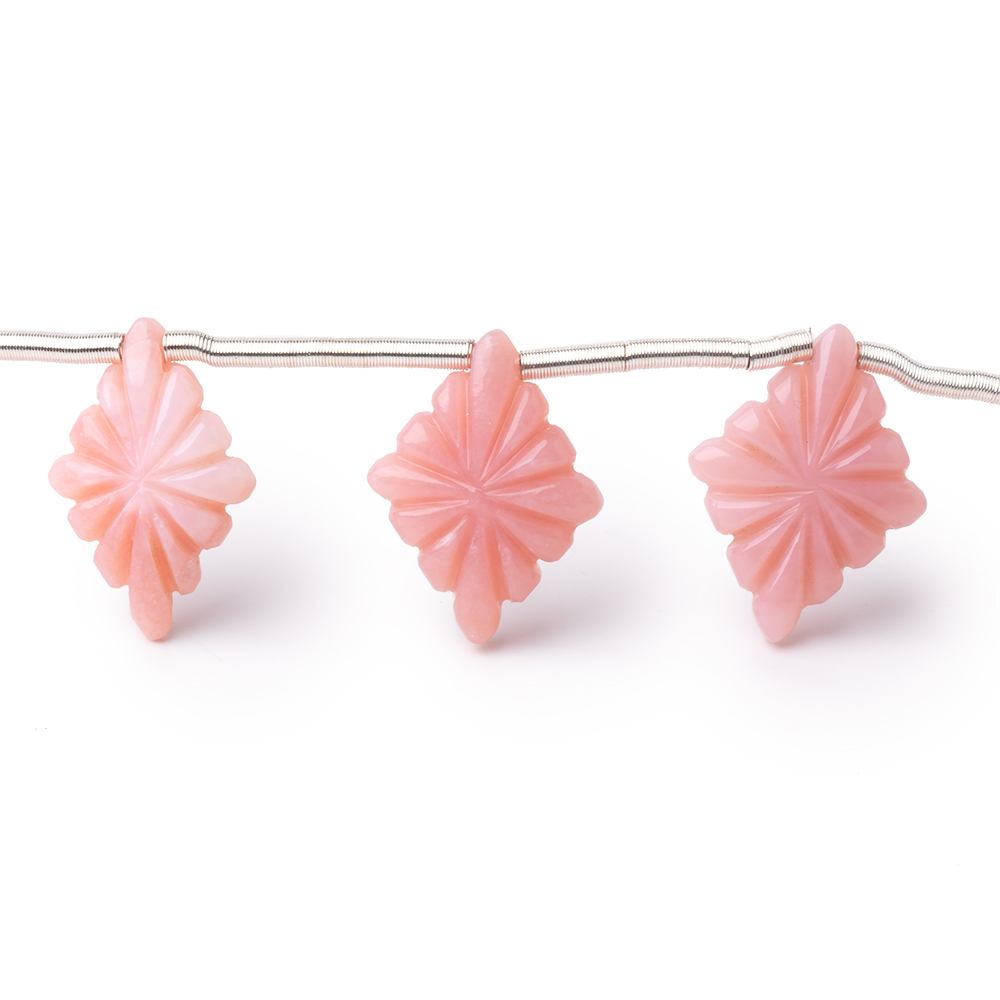 15.5-16.5mm Pink Peruvian Opal Carved Kite Beads 6.5 inch 10 pieces
