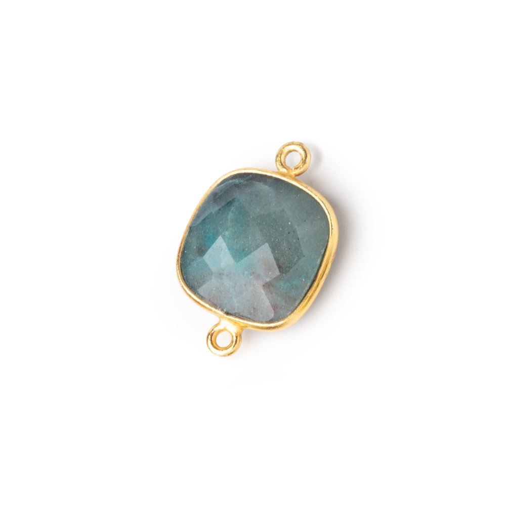 15.5x15.5mm Vermeil Bezeled Chrysocolla Faceted Pillow Connector 1 piece