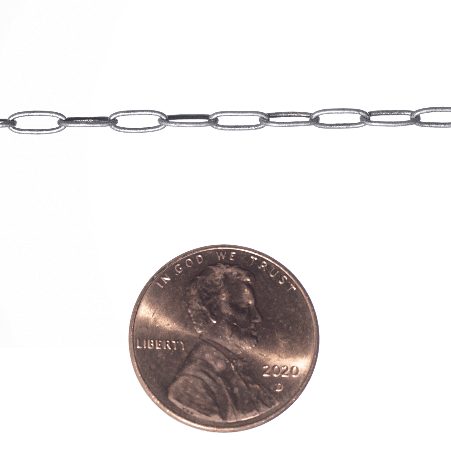 Tiny Paperclip Cable Chain measures 1.75mm x 5.9mm available in many Finishes sold by the Foot - CH 159