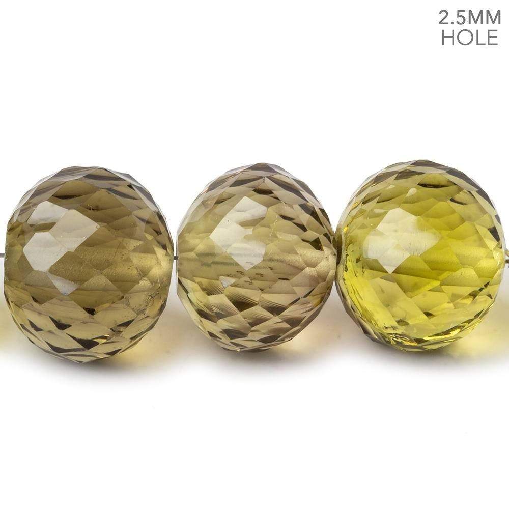 15mm - 16mm Honey Quartz 2.5mm large hole concave faceted rondelles 5 beads AAA