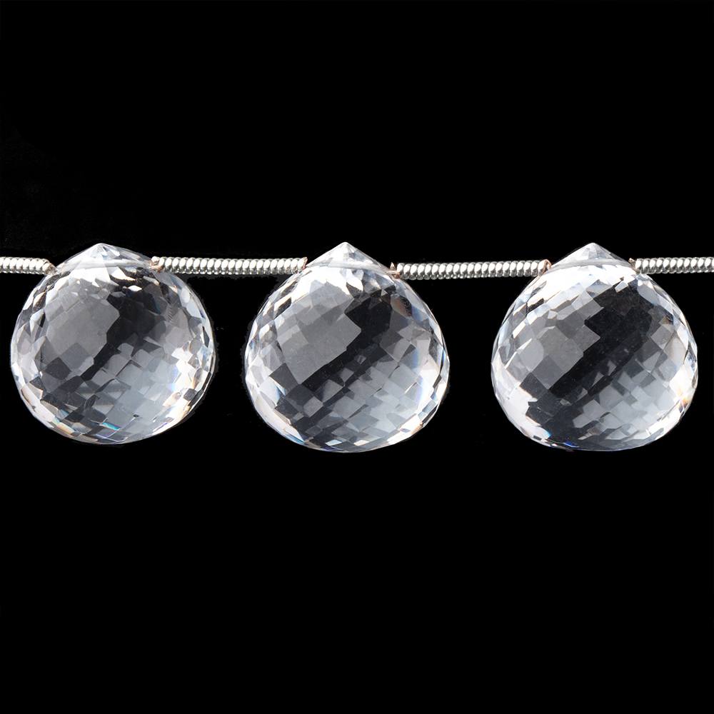 15mm Crystal Quartz Faceted Candy Kiss Beads 7 inch 11 pieces