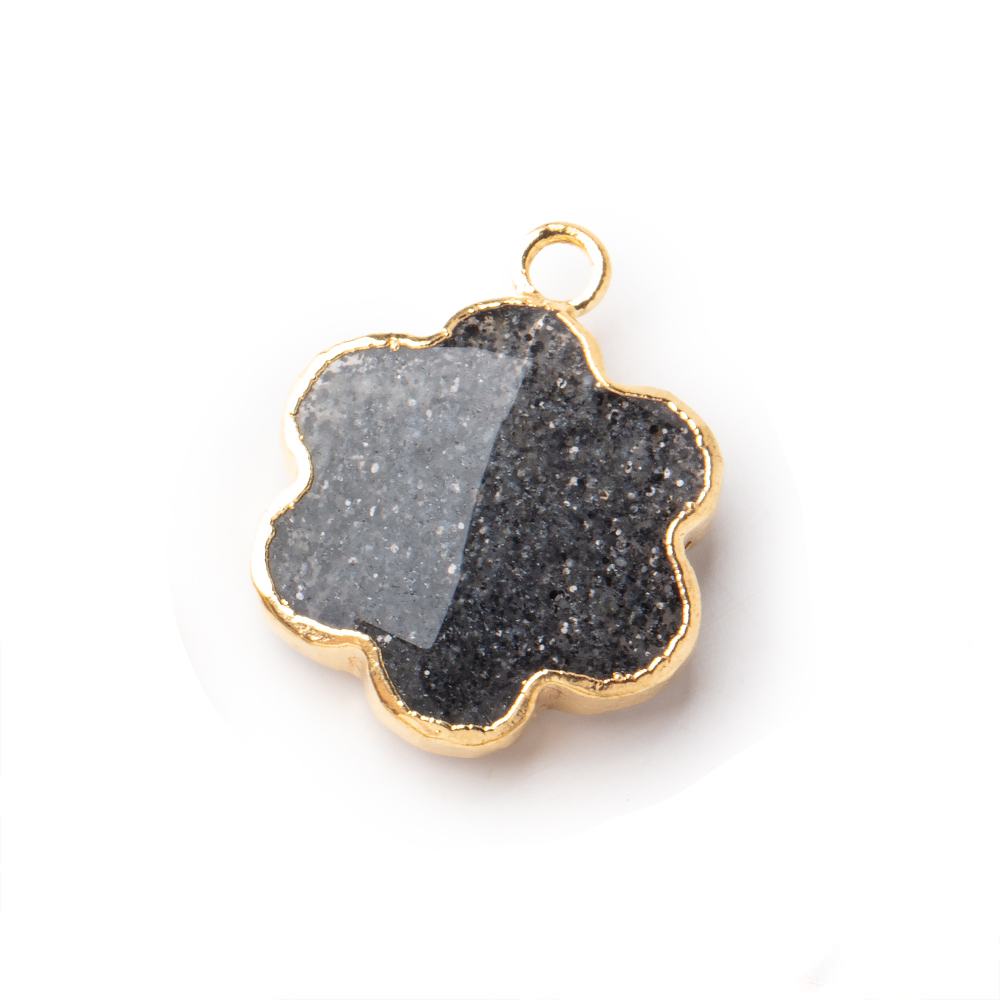 15mm Gold Leafed Celestial Quartz Faceted Flower Focal Pendant 1 piece
