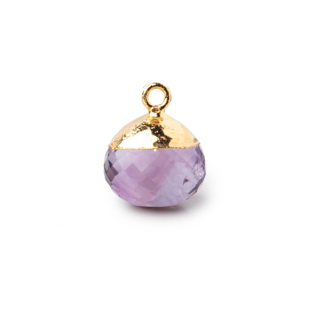 15mm Gold Leafed Pink Amethyst Faceted Candy Kiss Focal Bead 1 piece