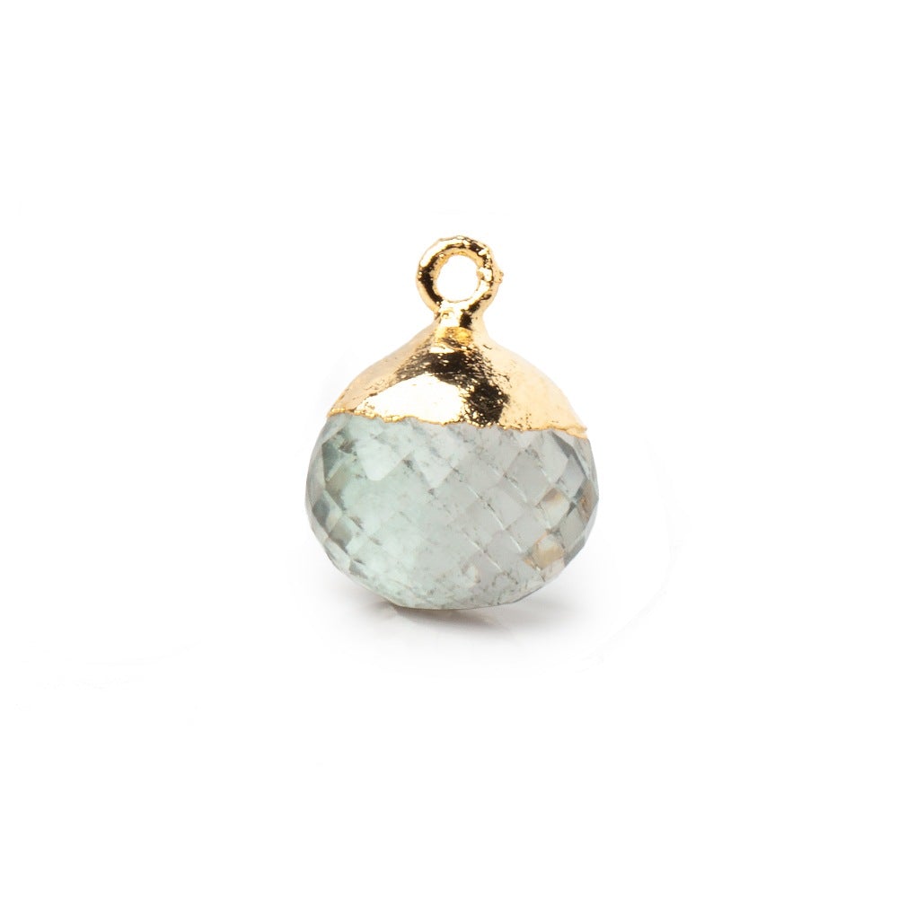 15mm Gold Leafed Prasiolite Faceted Candy Kiss Focal Bead 1 piece